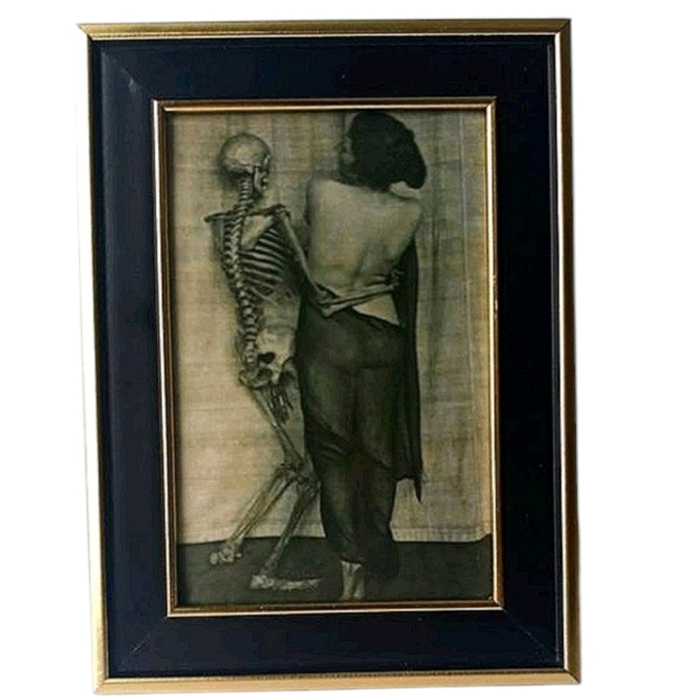Vintage Skeleton Nude Woman Victorian Oddity Skull Gothic Punk Retro Art Deor